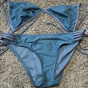 Blue swimsuit bikini.